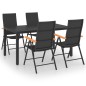 vidaXL Juego de comedor para jardín 5 piezas negro y marrón vidaXL Juego de comedor para jardín 5 piezas negro y marrón