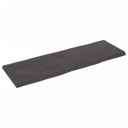 vidaXL Tablero mesa madera tratada borde vivo marrón 180x60x(2-6) cm