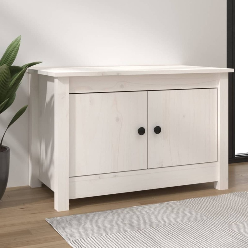 vidaXL Armario zapatero de madera maciza de pino blanco 70x38x45,5 cm vidaXL Armario zapatero de madera maciza de pino blanco 70x38x45,5 cm