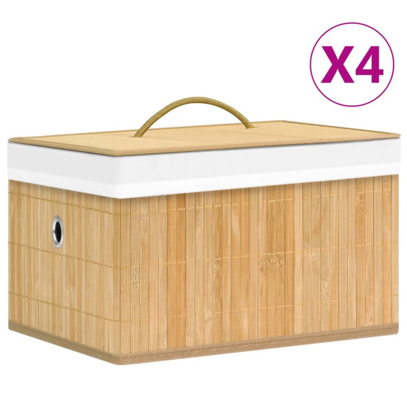 vidaXL Cajas de almacenamiento de bambú 4 unidades vidaXL Cajas de almacenamiento de bambú 4 unidades