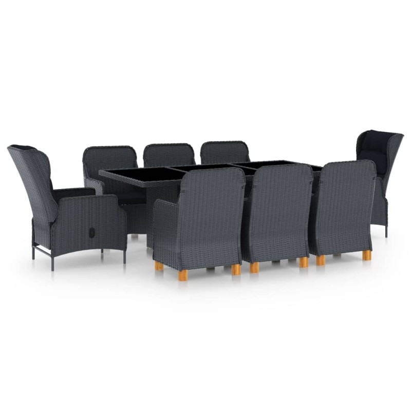 vidaXL Set comedor jardín 9 piezas cojines ratán sintético gris oscuro vidaXL Set comedor jardín 9 piezas cojines ratán sintético gris oscuro