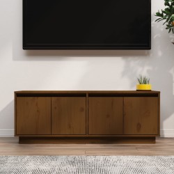 vidaXL Mueble de TV madera maciza de pino marrón miel 110x34x40 cm