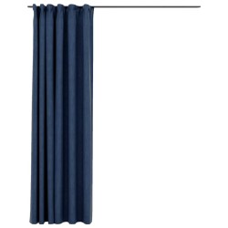 vidaXL Cortina opaca con ganchos look de lino azul 290x245 cm