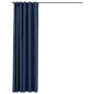 vidaXL Cortina opaca con ganchos look de lino azul 290x245 cm