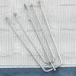 vidaXL Cortina opaca con ganchos look de lino azul 290x245 cm