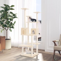 vidaXL Rascador para gatos con postes de sisal color crema 167 cm