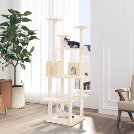 vidaXL Rascador para gatos con postes de sisal color crema 167 cm