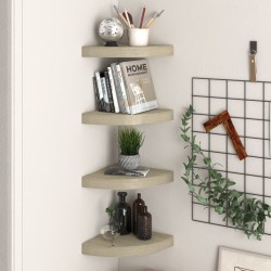 vidaXL Estante flotante de esquina 4 uds MDF roble 25x25x3,8 cm