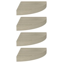 vidaXL Estante flotante de esquina 4 uds MDF roble 25x25x3,8 cm