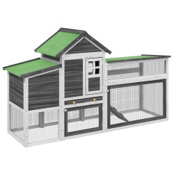 vidaXL Gallinero madera maciza de pino gris 186,5x58,5x113 cm