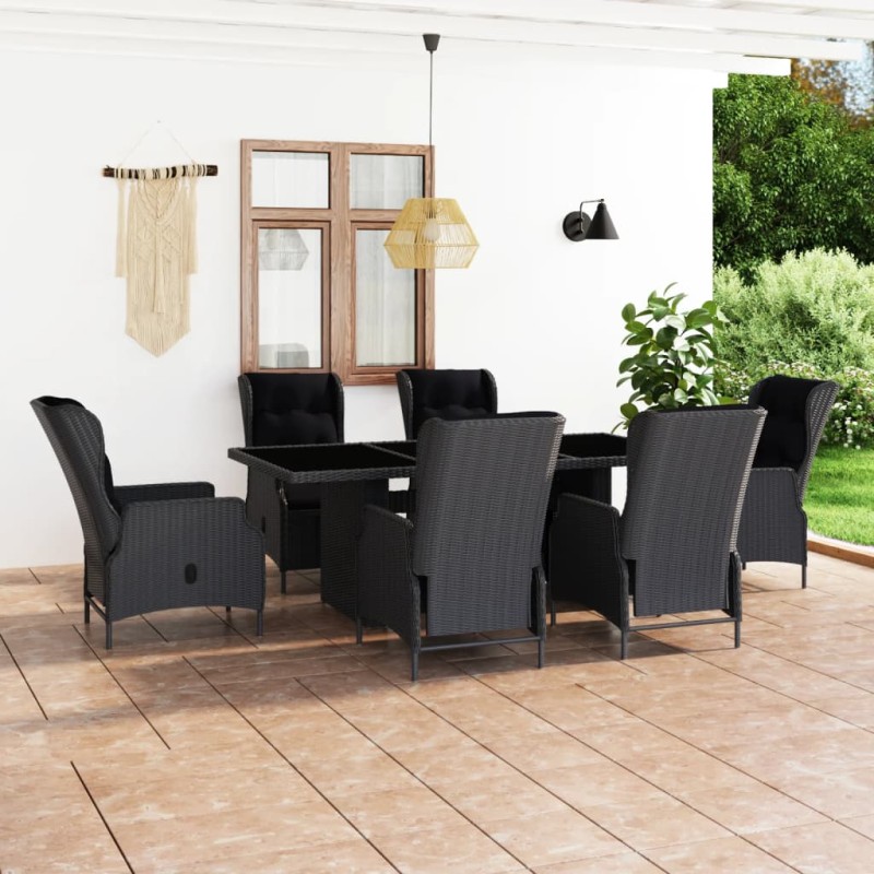 vidaXL Set comedor jardín 7 pzas cojines ratán sintético gris oscuro vidaXL Set comedor jardín 7 pzas cojines ratán sintético gris oscuro