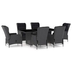 vidaXL Set comedor jardín 7 pzas cojines ratán sintético gris oscuro