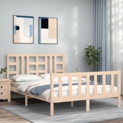 vidaXL Estructura de cama con cabecero madera maciza 160x200 cm