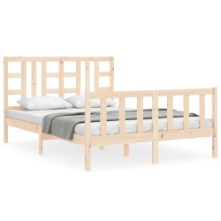 vidaXL Estructura de cama con cabecero madera maciza 160x200 cm
