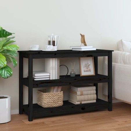 vidaXL Mesa consola madera maciza de pino negro 110x40x74 cm