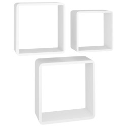 vidaXL Estantes cubo de pared 3 unidades MDF blanco