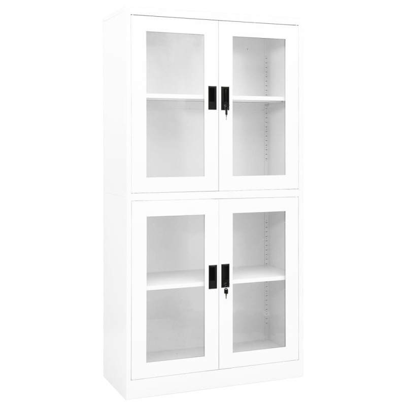 vidaXL Armario oficina acero vidrio templado blanco 90x40x180 cm