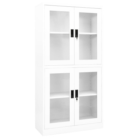 vidaXL Armario oficina acero vidrio templado blanco 90x40x180 cm
