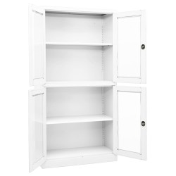 vidaXL Armario oficina acero vidrio templado blanco 90x40x180 cm