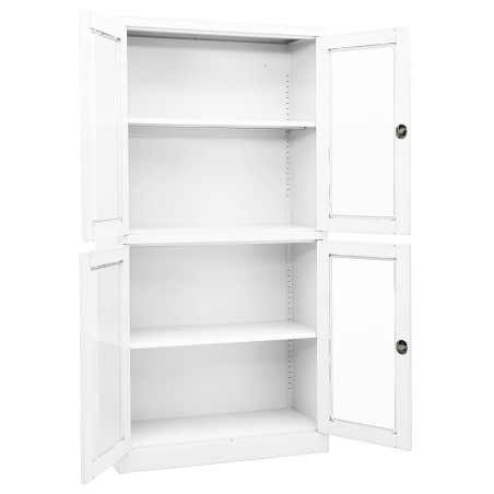 vidaXL Armario oficina acero vidrio templado blanco 90x40x180 cm