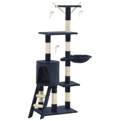 vidaXL Rascador para gatos con poste de sisal 138 cm azul oscuro