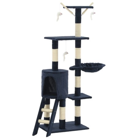 vidaXL Rascador para gatos con poste de sisal 138 cm azul oscuro