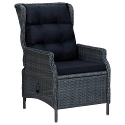 vidaXL Set comedor jardín 9 pzas cojines ratán sintético gris oscuro