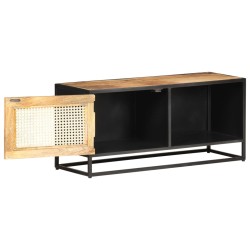 vidaXL Mueble para TV madera mango rugosa y caña natural 90x30x40 cm