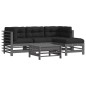 vidaXL Juego de muebles jardín 5 piezas y cojines madera maciza gris vidaXL Juego de muebles jardín 5 piezas y cojines madera maciza gris