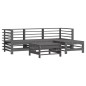 vidaXL Juego de muebles jardín 5 piezas y cojines madera maciza gris vidaXL Juego de muebles jardín 5 piezas y cojines madera maciza gris