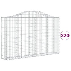 vidaXL Cestas gaviones 20 uds forma de arco hierro 200x30x120/140 cm