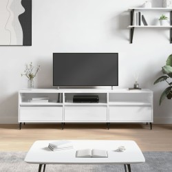 vidaXL Mueble de TV madera contrachapada blanco brillo 150x30x44,5 cm