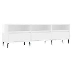 vidaXL Mueble de TV madera contrachapada blanco brillo 150x30x44,5 cm