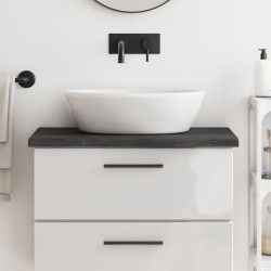 vidaXL Encimera baño madera maciza tratada gris oscuro 80x40x(2-4) cm