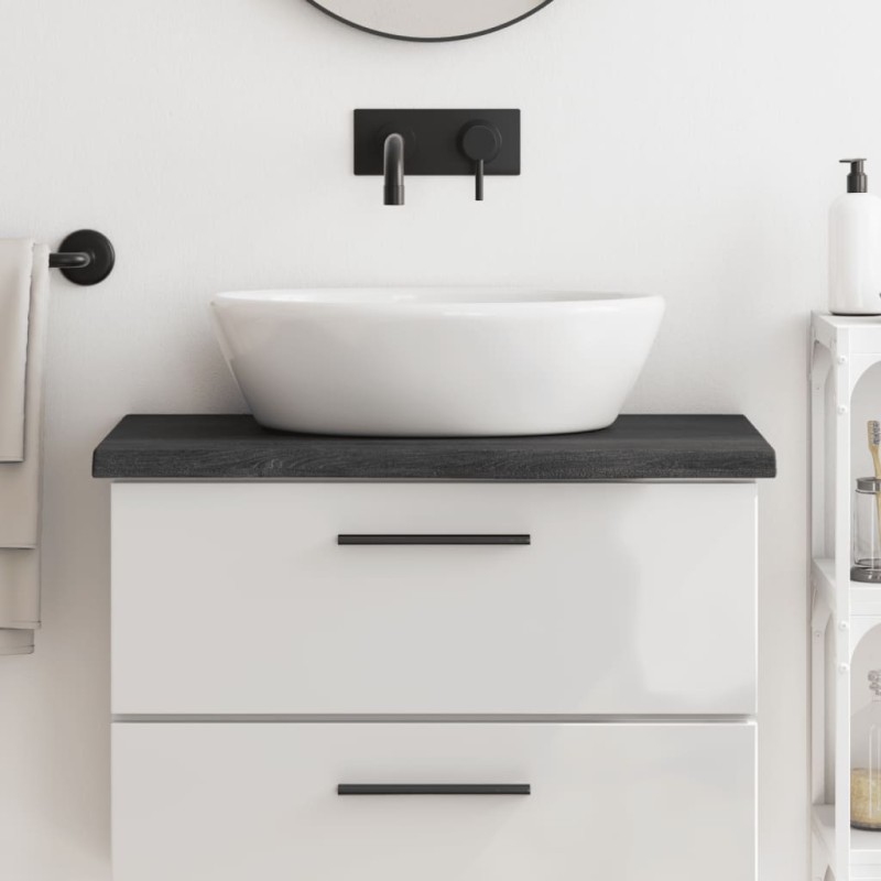 vidaXL Encimera baño madera maciza tratada gris oscuro 80x40x(2-4) cm