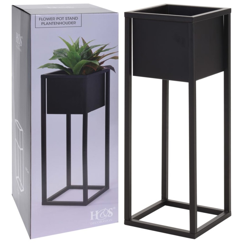 H&S Collection Macetero sobre soporte de metal negro 60 cm H&S Collection Macetero sobre soporte de metal negro 60 cm