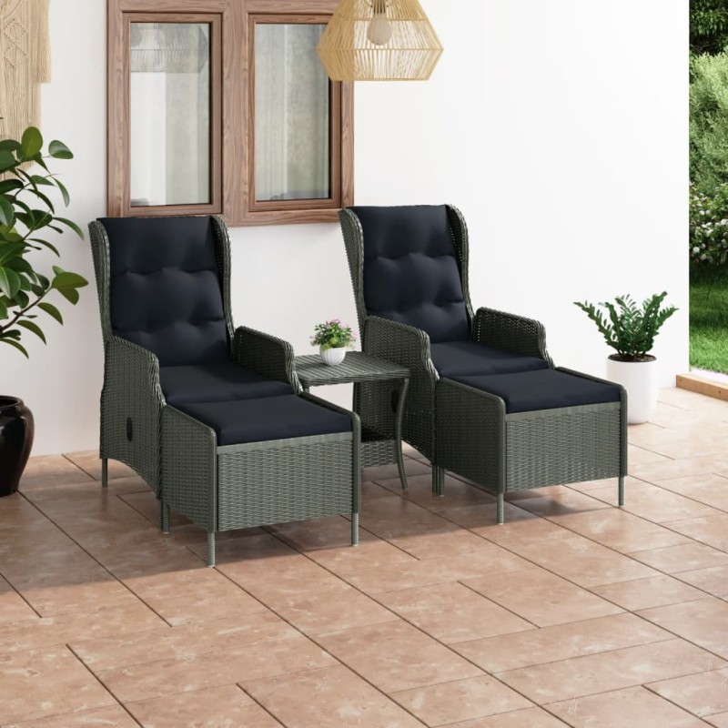 vidaXL Set muebles jardín 3 pzas ratán sintético gris claro y cojines vidaXL Set muebles jardín 3 pzas ratán sintético gris claro y cojines
