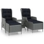 vidaXL Set muebles jardín 3 pzas ratán sintético gris claro y cojines vidaXL Set muebles jardín 3 pzas ratán sintético gris claro y cojines