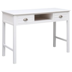 vidaXL Escritorio de madera maciza de Paulownia blanco 108x45x76 cm