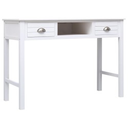 vidaXL Escritorio de madera maciza de Paulownia blanco 108x45x76 cm