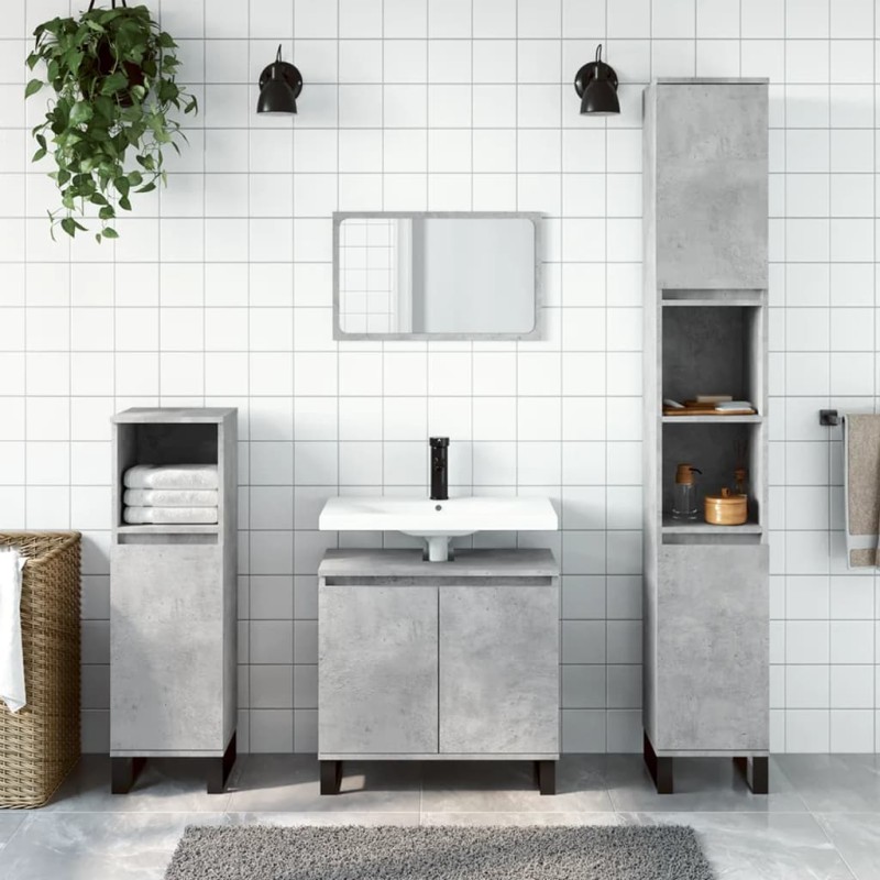 vidaXL Armario de baño madera de ingeniería gris hormigón 58x33x60 cm