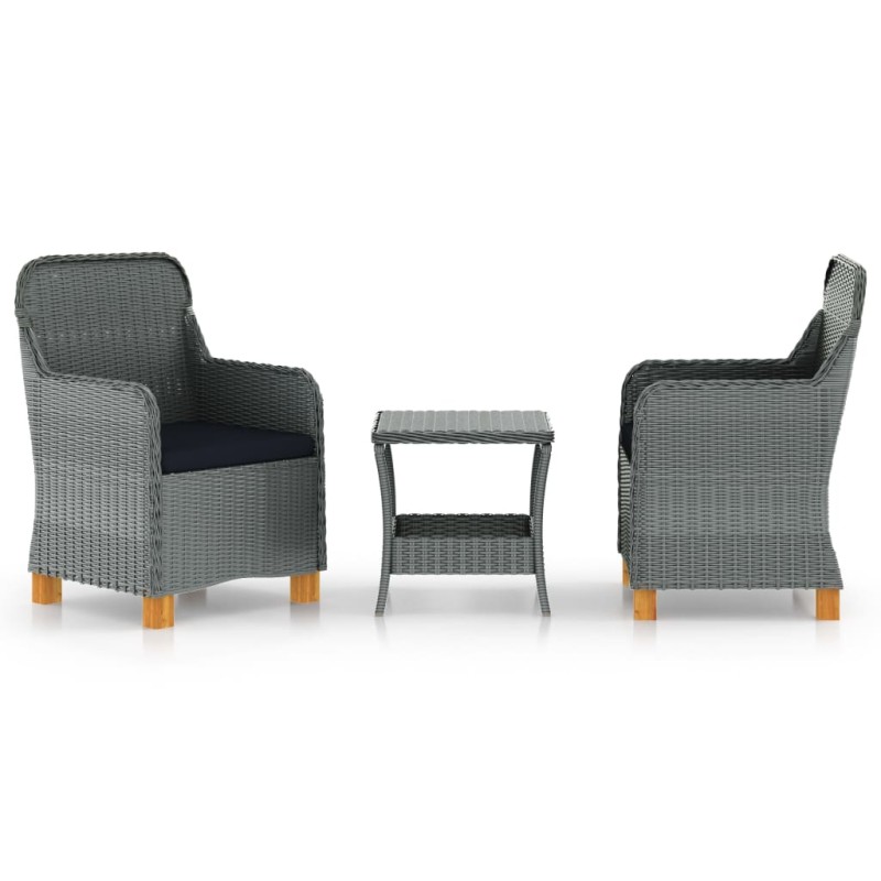 vidaXL Set muebles jardín 3 pzas ratán sintético gris claro y cojines vidaXL Set muebles jardín 3 pzas ratán sintético gris claro y cojines