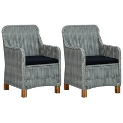 vidaXL Set muebles jardín 3 pzas ratán sintético gris claro y cojines
