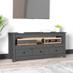 vidaXL Mueble de TV de madera maciza de pino gris 114x35x52 cm