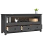 vidaXL Mueble de TV de madera maciza de pino gris 114x35x52 cm vidaXL Mueble de TV de madera maciza de pino gris 114x35x52 cm