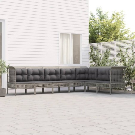 vidaXL Set de muebles de jardín 7 pzas y cojines ratán sintético gris