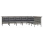 vidaXL Set de muebles de jardín 7 pzas y cojines ratán sintético gris vidaXL Set de muebles de jardín 7 pzas y cojines ratán sintético gris