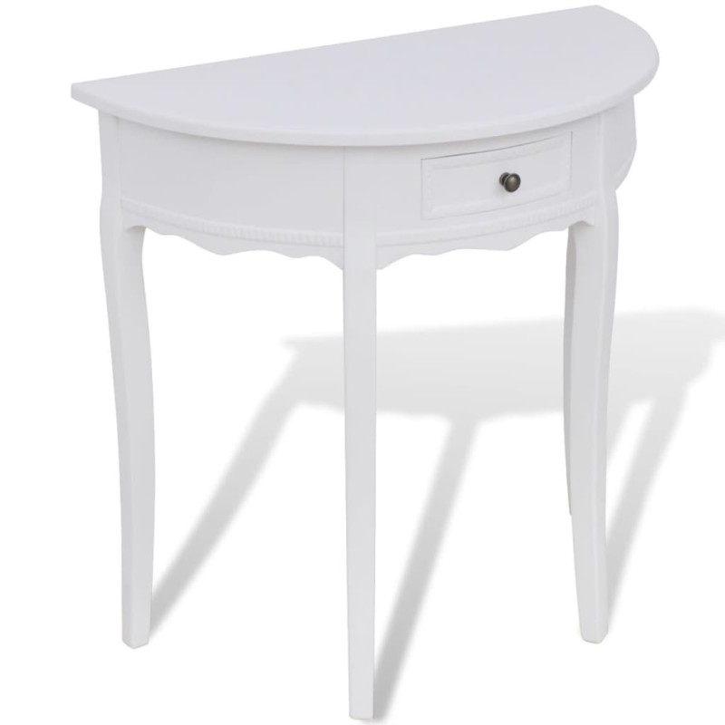 vidaXL Mesa consola semicircular con cajón blanca vidaXL Mesa consola semicircular con cajón blanca