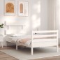 vidaXL Estructura de cama con cabecero madera maciza blanco vidaXL Estructura de cama con cabecero madera maciza blanco