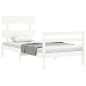 vidaXL Estructura de cama con cabecero madera maciza blanco vidaXL Estructura de cama con cabecero madera maciza blanco